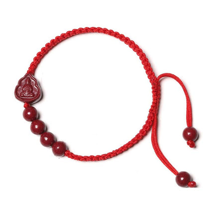 Mythstone Laughing Buddha Avalokitesvara Cinnabar Blessing String Bracelet