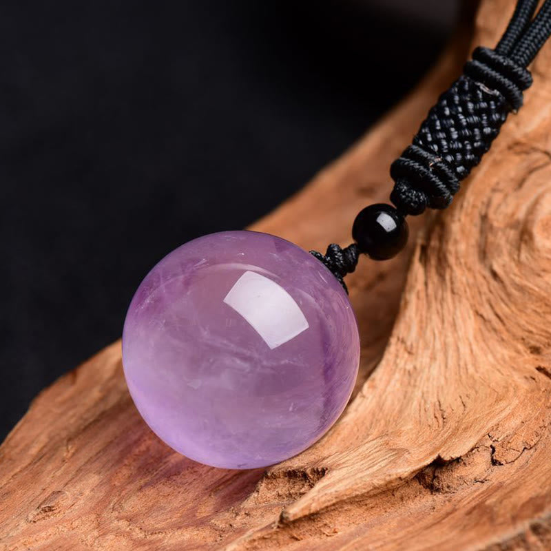 Mythstone Various Crystal Ball Amethyst Citrine Pink Crystal White Crystal Healing Necklace Pendant