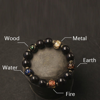 Mythstone Western Soapberry Incense Ash Liuli Glass Bead Wealth Bracelet