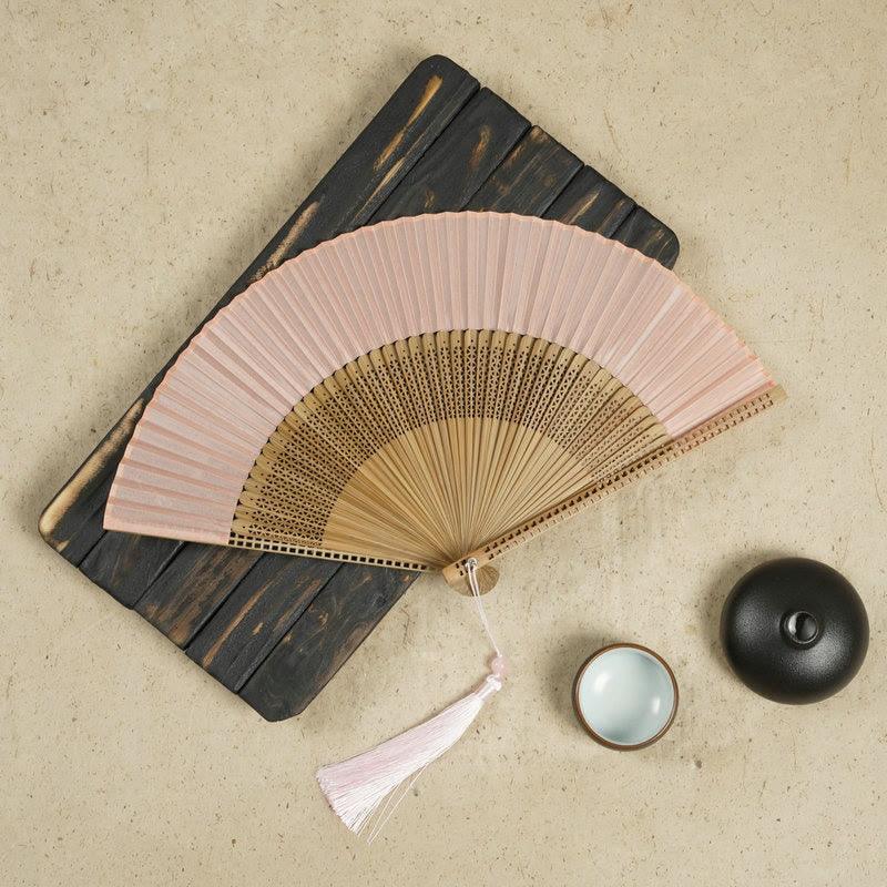 Mythstone Vintage Handheld Folding Fan With Bamboo Frames