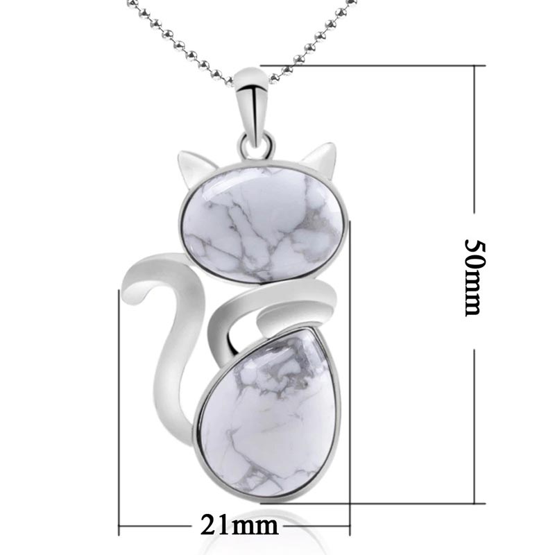 Mythstone Cat Pattern Natural Crystal Protection Necklace Pendant