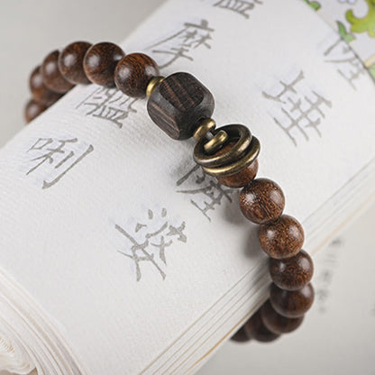 Mythstone Sandalwood Ebony Wood Bead Healing Single Double Wrap Bracelet