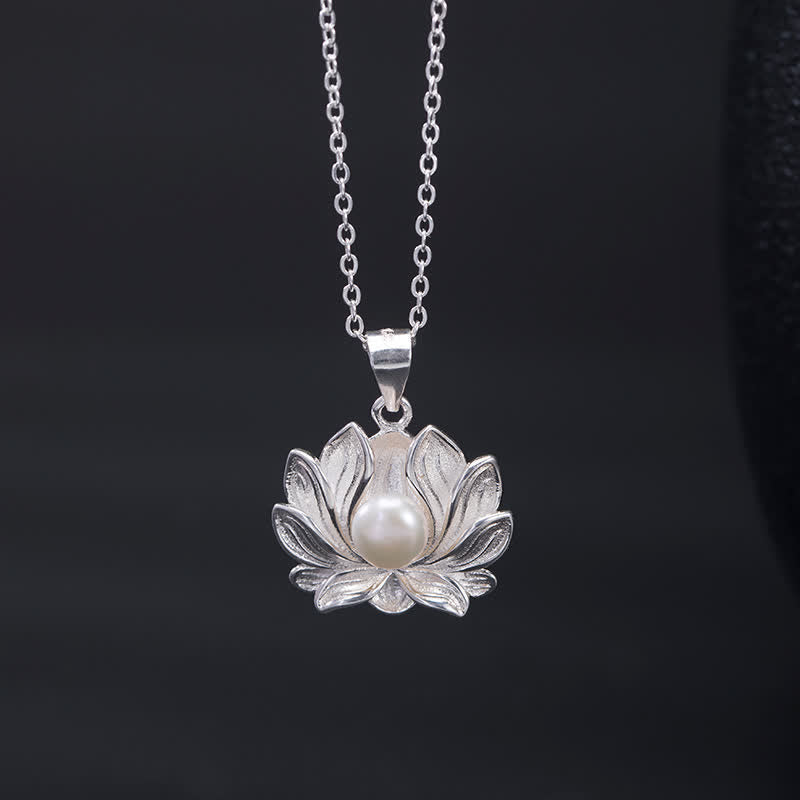 Mythstone 925 Sterling Silver Lotus Flower Pearl Wealth Necklace Pendant