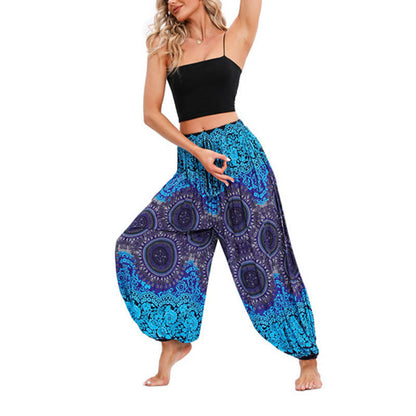 Pantalones de harén con estampado de brújula holgados e informales de Mythstone, pantalones de yoga para mujer 