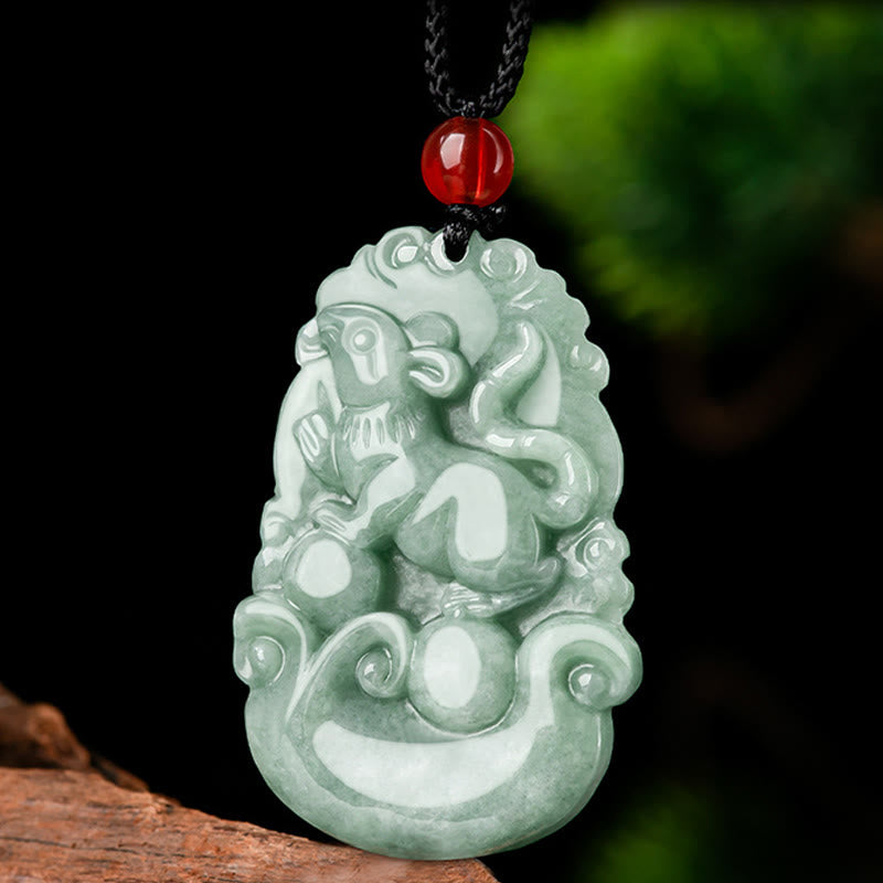 Mythstone Natural Green Jade 12 Chinese Zodiac Luck Prosperity Necklace Pendant