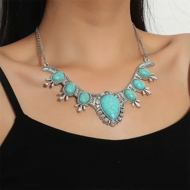 Mythstone Tibetan Turquoise Protection Strength Carving Necklace Pendant