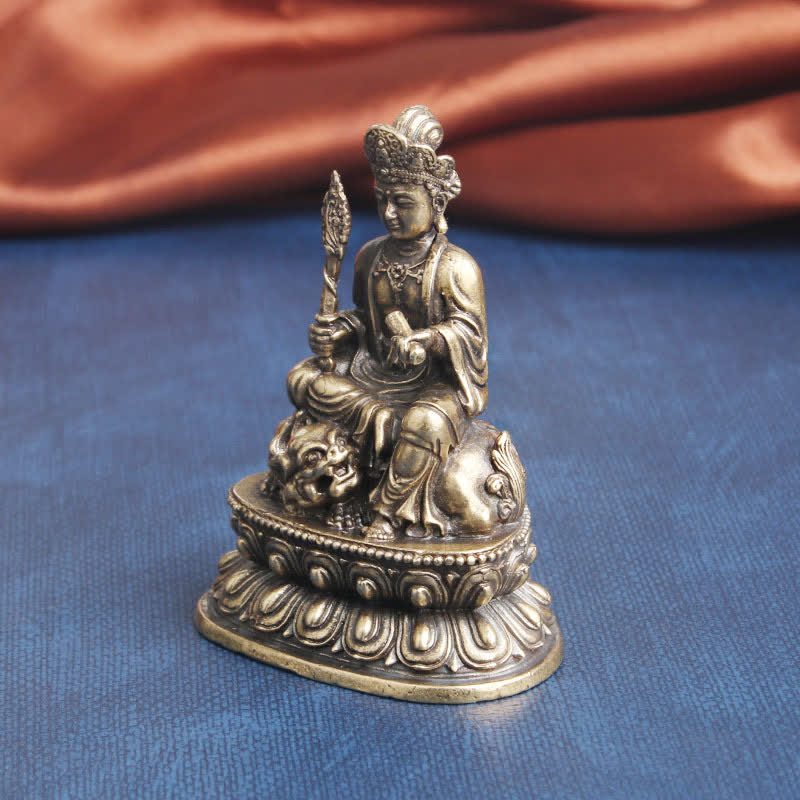 Estatua decorativa de cobre del Bodhisattva Serenity de Manjusri, piedra mítica