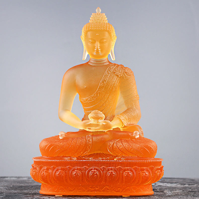 Mythstone Buddha Handmade Figurine Liuli Art Piece Serenity Statue Home Offering Decoration