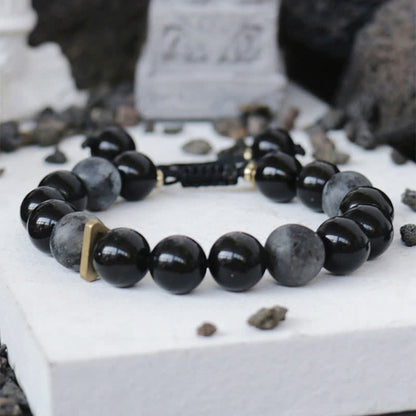 Pulsera purificadora con piedra de obsidiana negra y purpurina negra Mythstone 