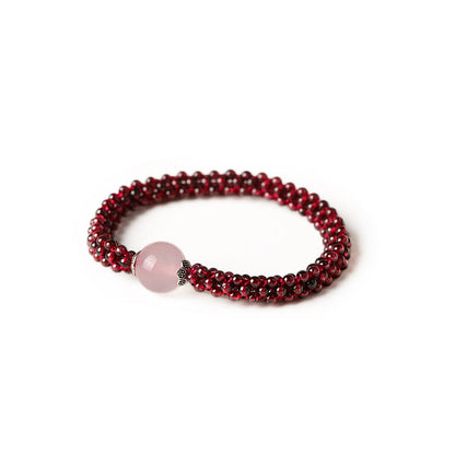 Mythstone Natural Garnet Pink Crystal Red Agate Amazonite Bead Protection Bracelet