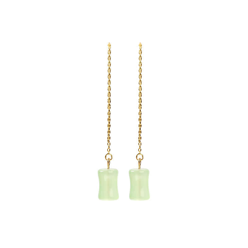 Mythstone Jade Bamboo Pattern Luck Drop Earrings