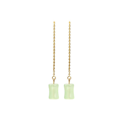 Mythstone Jade Bamboo Pattern Luck Drop Earrings