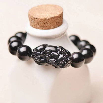 Mythstone FengShui PiXiu Obsidian Wealth Bracelet