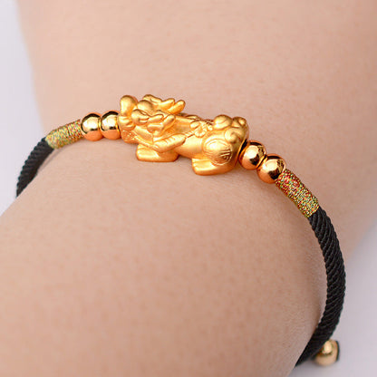 Mythstone 24K Gold-Plated PiXiu Luck Red String Bracelet