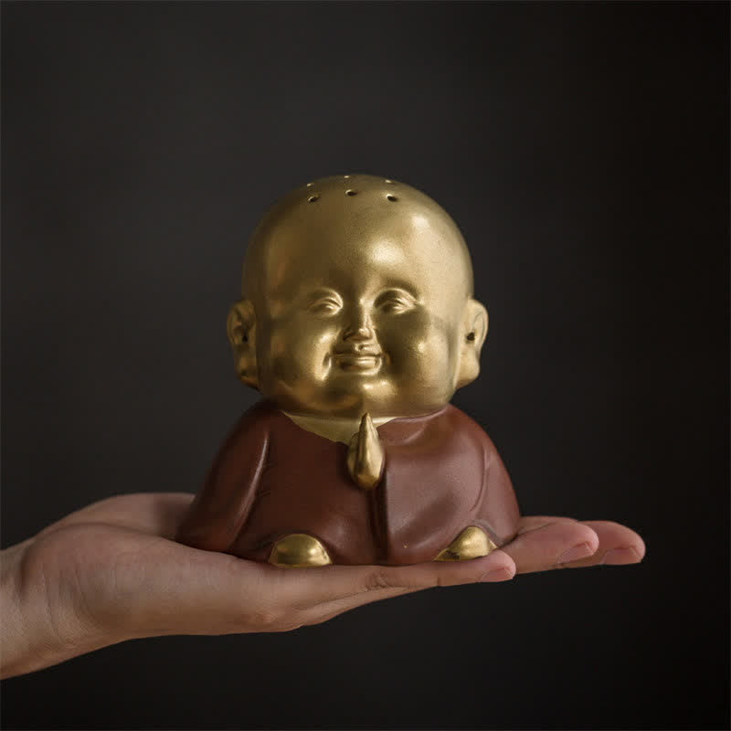 Mythstone Little Buddha Laughing Buddha Ceramic Healing Incense Burner