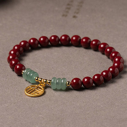 Mythstone Cinnabar Green Aventurine Luck Blessing Bracelet