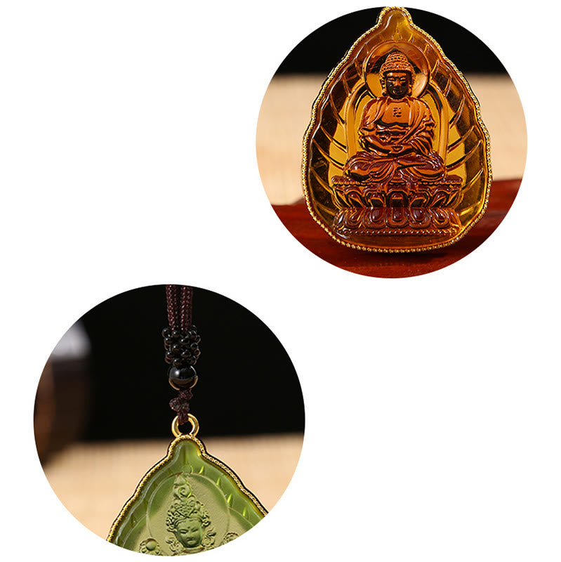 Mythstone Tibetan Buddha Liuli Crystal Serenity Necklace Pendant