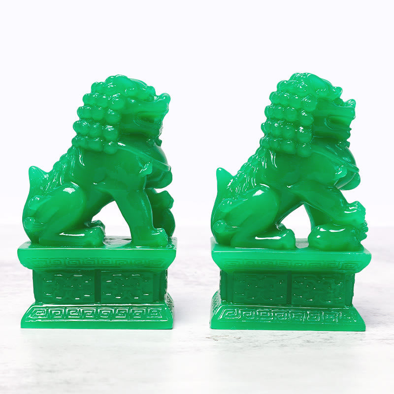 Mythstone Wealth Prosperity Pair of Fu Foo Dogs Guardian Lion Statues Home Decoration