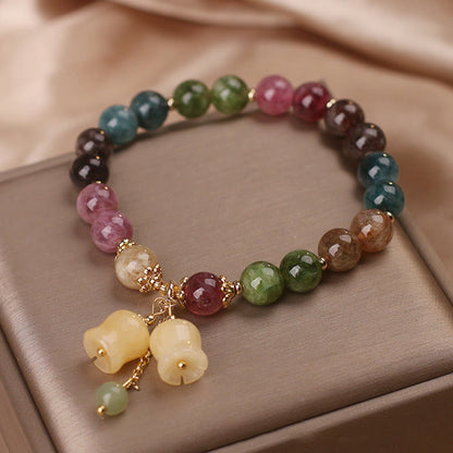 MythStone Natural Colorful Tourmaline Flower Bead Love Bracelet