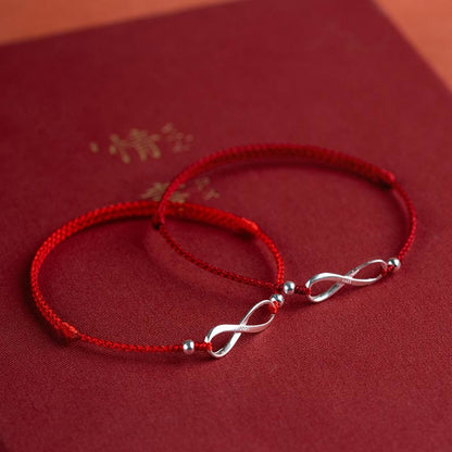 Mythstone 925 Sterling Silver Endless Knot Protection Luck Red String Bracelet Anklet