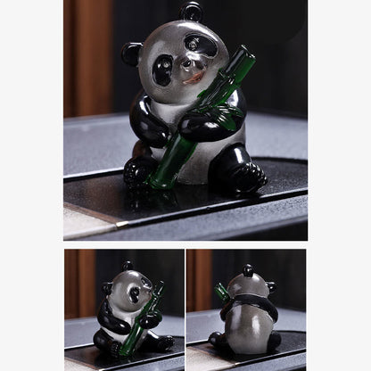 Mythstone Color Changing Small Cute Panda Bamboo Tea Pet Resin Home Figurine Decoration