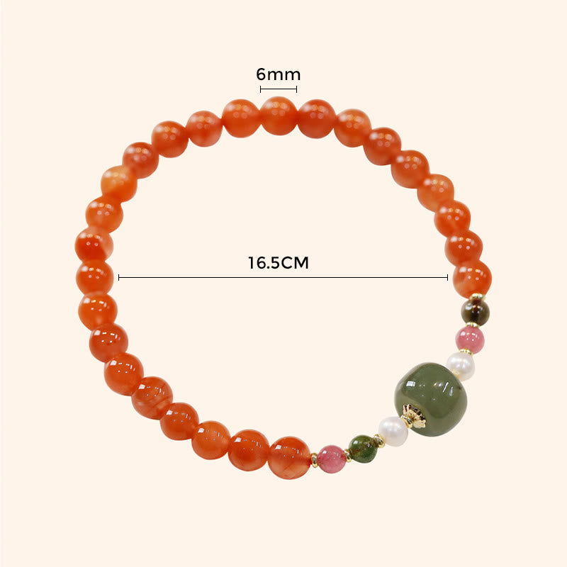 Pulsera de tranquilidad y confianza con cuentas de jade hetiano de ágata roja natural Mythstone 