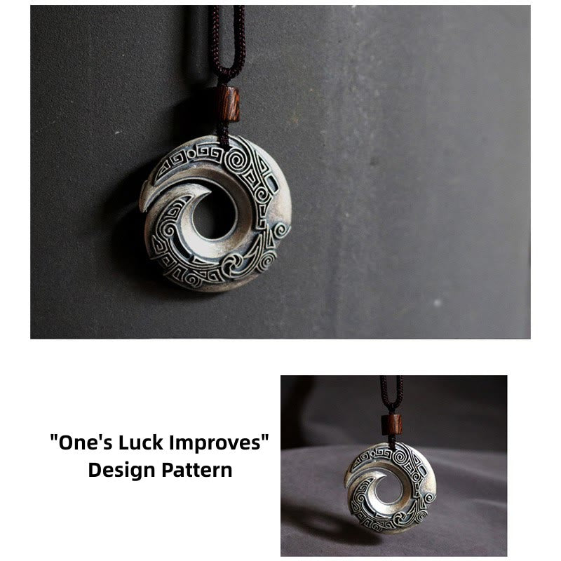 Mythstone One's Luck Improves Design Pattern Copper Luck Necklace Pendant