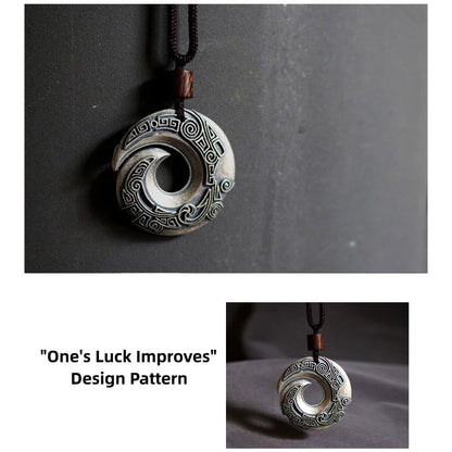 Mythstone One's Luck Improves Design Pattern Copper Luck Necklace Pendant