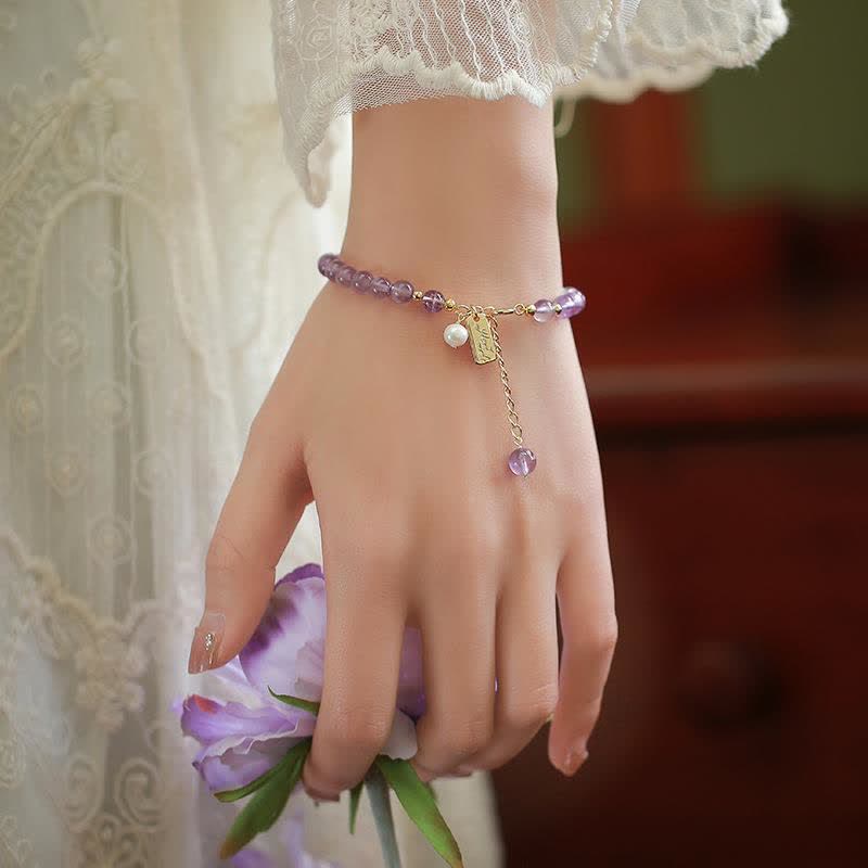 Mythstone Natural Amethyst Crystal Relieves Stress Bracelet