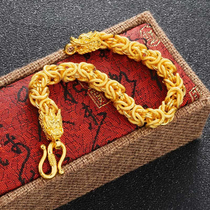 Mythstone 24k Gold Plated Double Headed Dragon Protection Bracelet