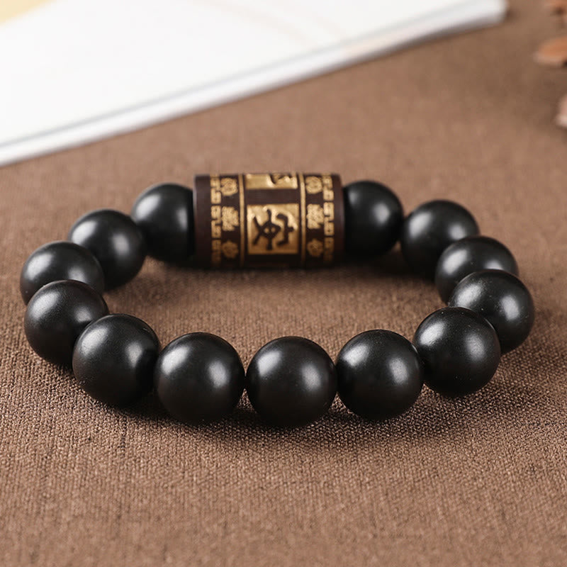 Mythstone Lightning Strike Wood Om Mani Padme Hum Protection Bracelet