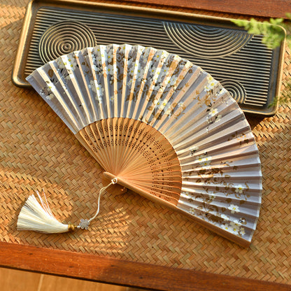 Mythstone Cherry Blossoms Sakura Handheld Bamboo Folding Fan 21cm