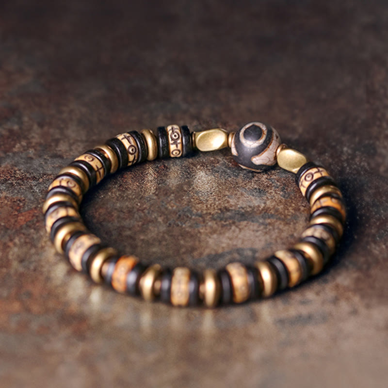 Mythstone Tibetan Yak Bone Ebony Wood Strength Bracelet