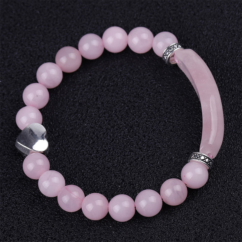 Natural Crystal Beads Unisex Heart Bracelet