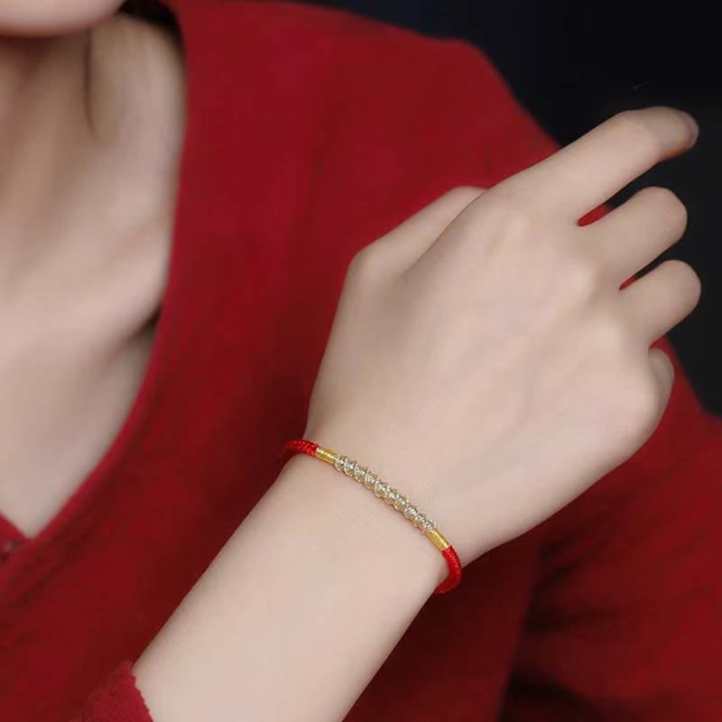 Pulsera trenzada de hilo rojo con protección y fuerza de la suerte en plata de ley 925 de Mythstone