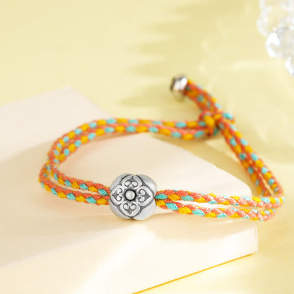 Mythstone 999 Sterling Silver Persimmon Luck Multicolored Braided Bracelet