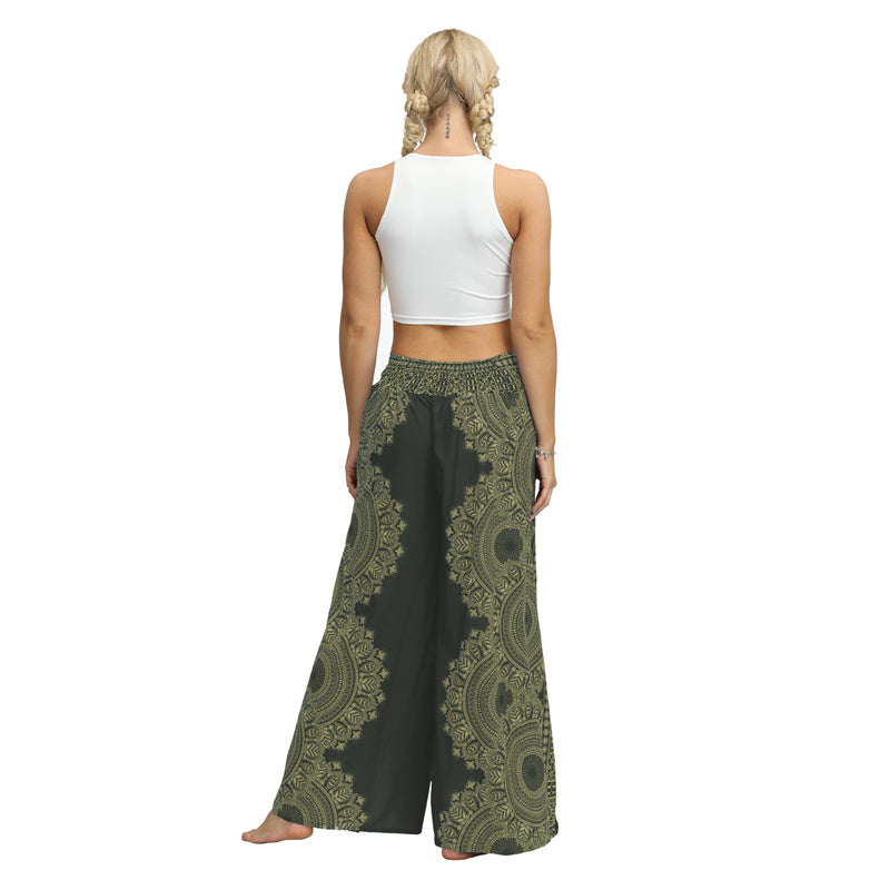 Mythstone Boho Pants Wide Leg Pants with Slits Sports Fitness Dance Women's Yoga Pants