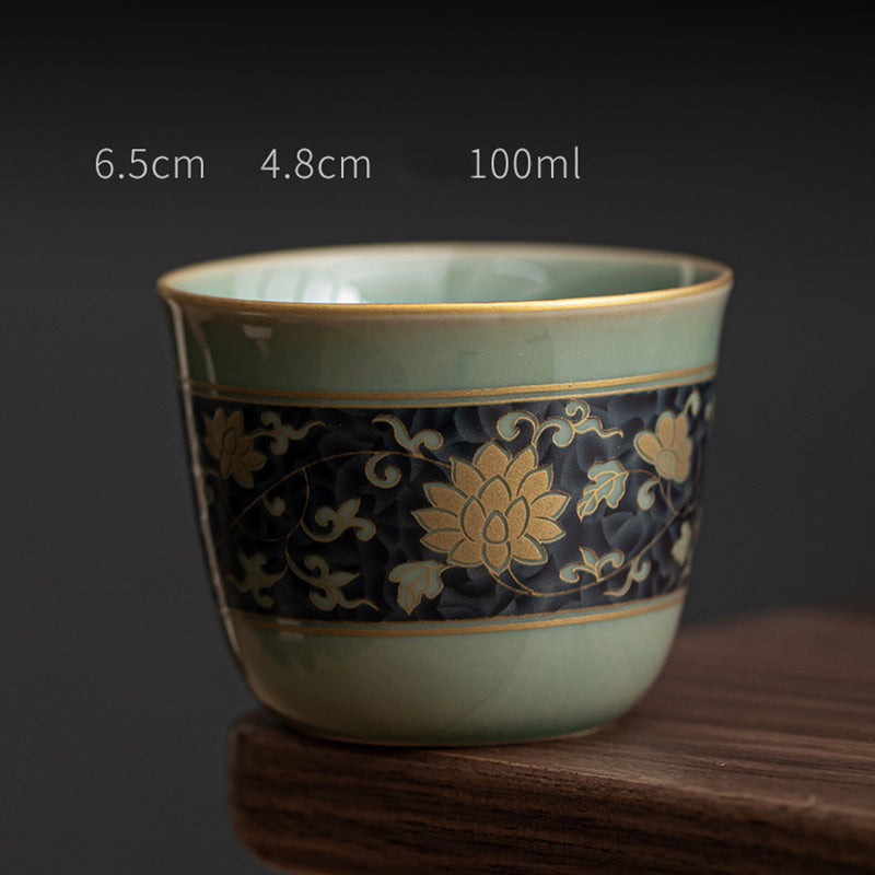 Mythstone Butterfly Flower Lotus Koi Fish Plum Blossom Ceramic Teacup Kung Fu Tea Cup 100ml