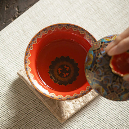 Mythstone Dunhuang Color Pattern Gaiwan Teacup Kung Fu Tea Cup With Lid