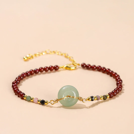 Mythstone Natural Garnet Peace Buckle Bead Calm Bracelet