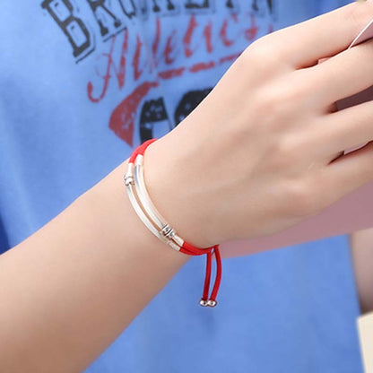 Mythstone 925 Sterling Silver Red String Layered Braid Bracelet