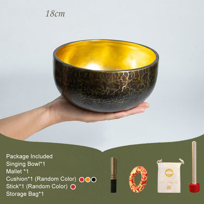 Mythstone Tibetan Meditation Sound Bowl Handcrafted Healing Yoga Mindfulness Singing Bowl Set