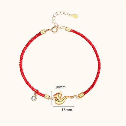 Mythstone 925 Sterling Silver Luck Year of the Dragon Red String Chain Bracelet