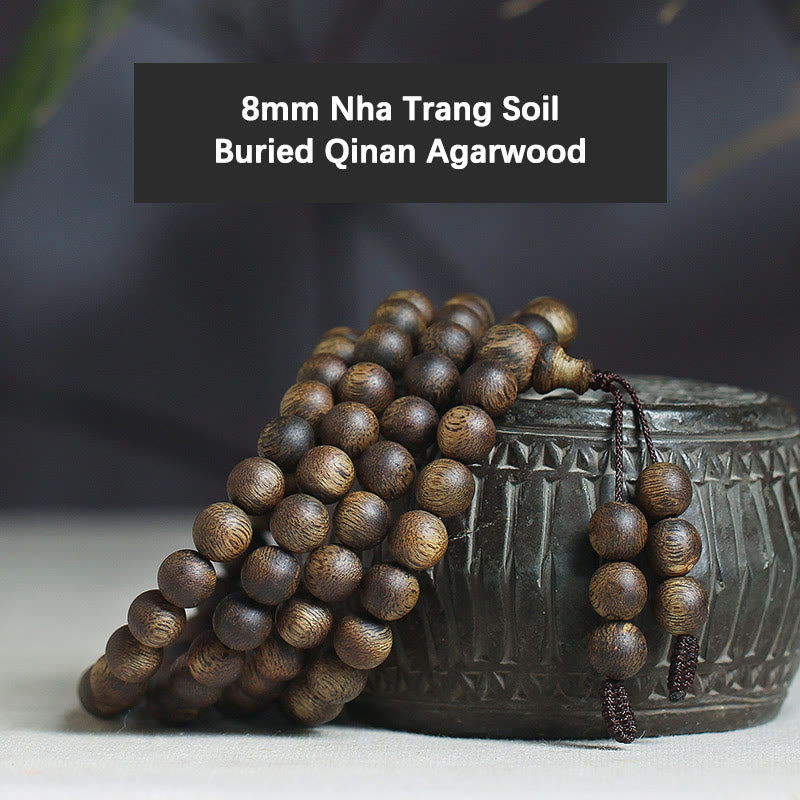 MythStone 108 Mala Beads Nha Trang Soil Buried Qinan Agarwood Balance Strength Bracelet