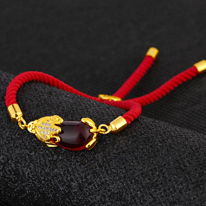 Mythstone Wealth Attractor Red Agate Pixiu Red String Bracelet