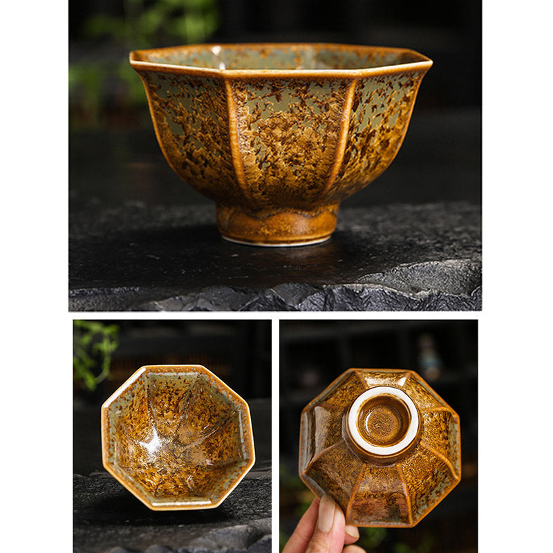 Mythstone Colorful Brown Ceramic Teacup Kung Fu Tea Cup Bowl