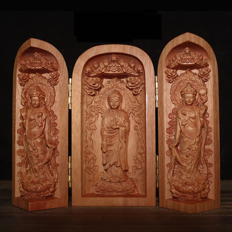 Mythstone Avalokitesvara Kwan Yin Buddha Cherry Wood Compassion Home Decoration Altar