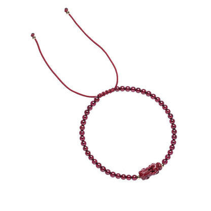 Mythstone Garnet Cinnabar PiXiu Blessing Calm String Bracelet