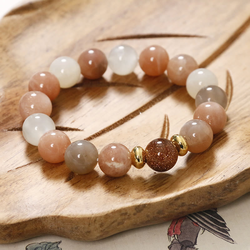 Mythstone Natural Sun Stone Gold Sandstone Wealth Positive Bracelet