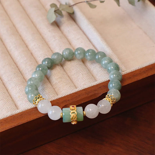 Mythstone Single Double Layer Jade Peace Buckle Luck Bracelet